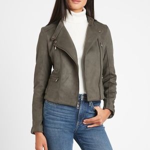 Banana Republic Vegan Suede Quilted Biker Jacket/ Size: L / Color: Olive Green